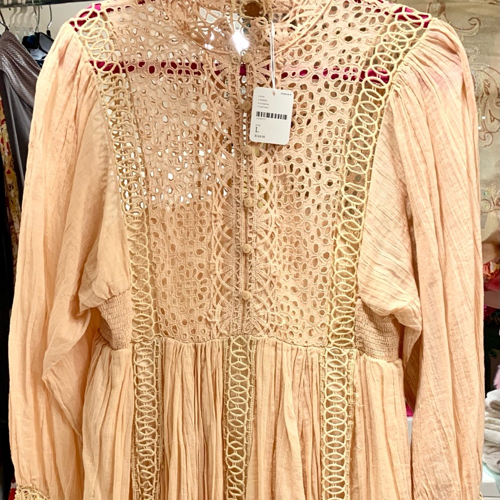 Free People Unique Lace Dress in Nude